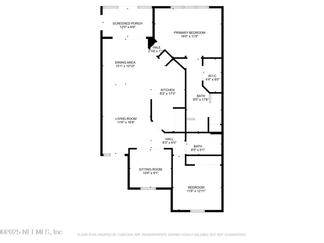 an aerial view of a house with a garden