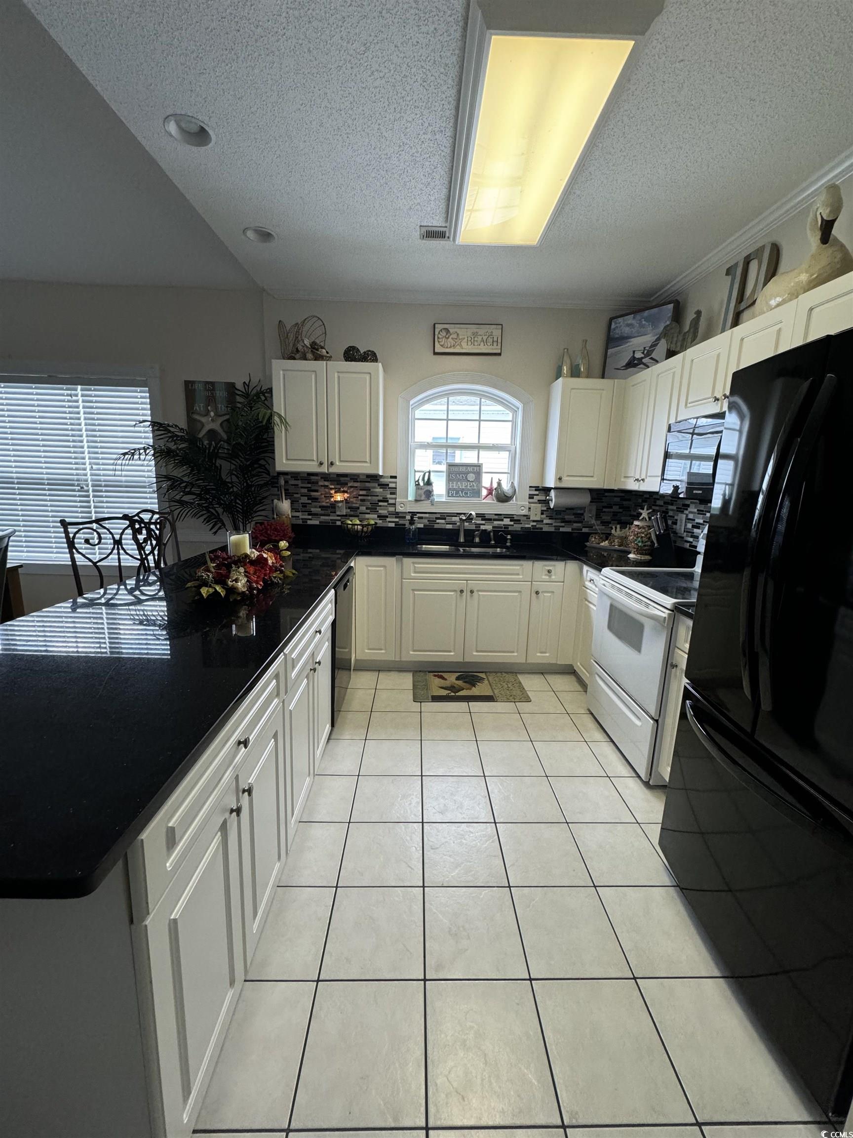 1538 Lanterns Rest Road, Unit 303 Myrtle Beach, SC 29579 - Photo 3 of 23 Kitchen with black appliances, decorative backspla