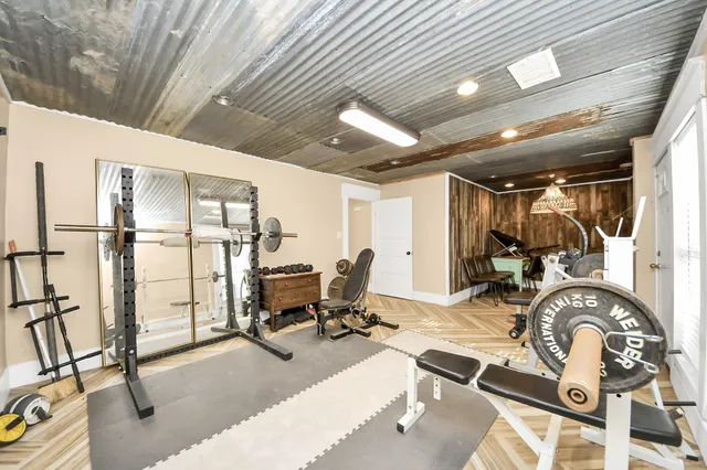 a view of a room with gym equipment