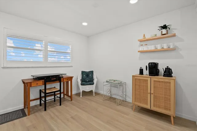 a living room with furniture