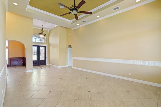 a view of an entryway with a fan