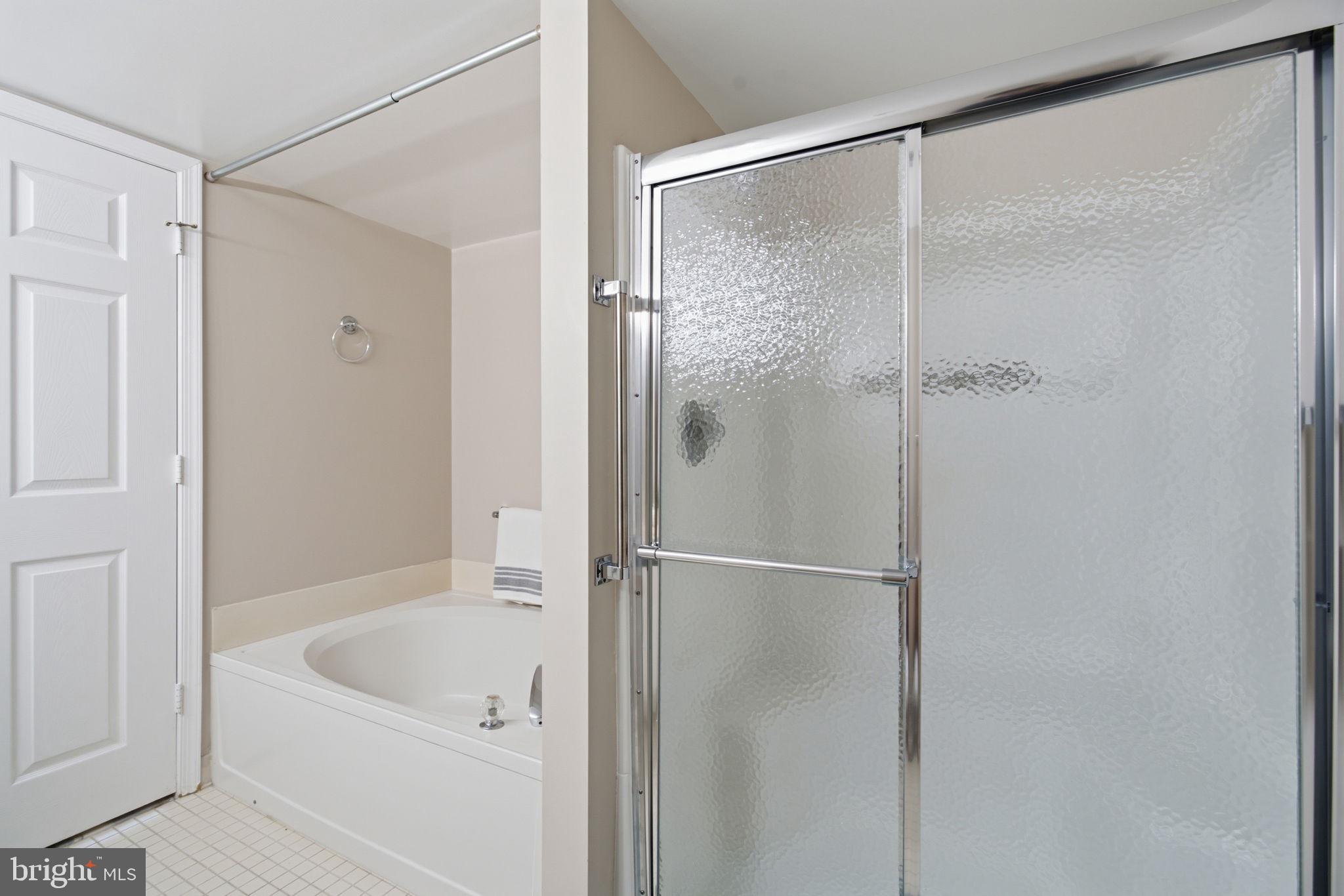 14805 Pennfield Circle, Unit 304 Silver Spring, MD 20906 - Photo 21 of 38 Soaking Tub & walk-in shower with new glass doors
