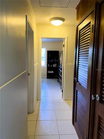 a view of a hallway with a elevator