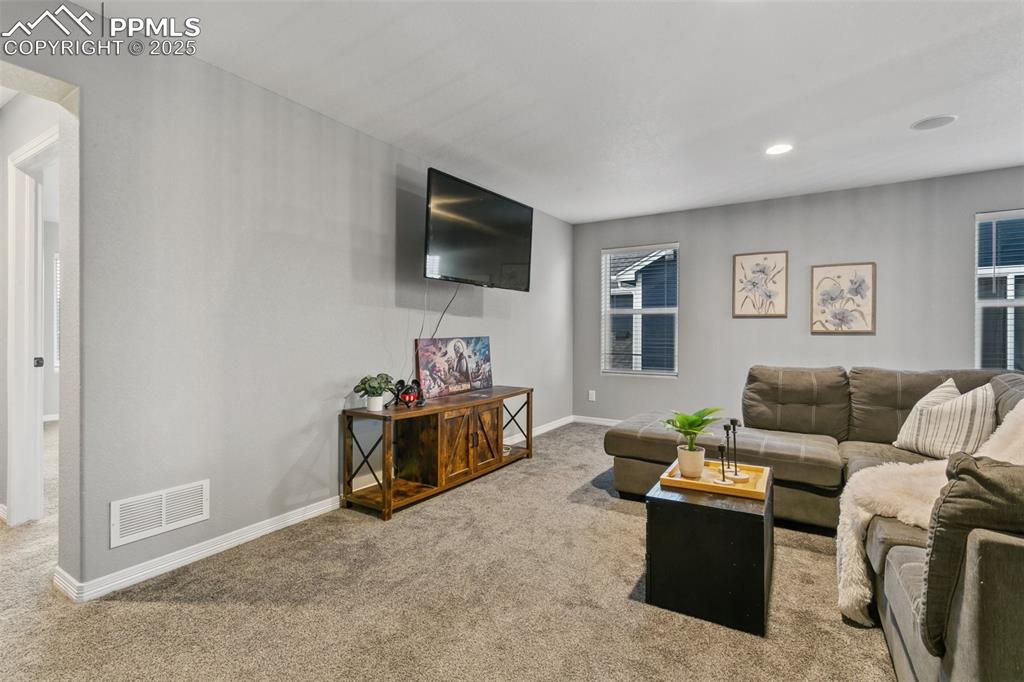 9632 Emerald Vista Drive Peyton, CO 80831 - Photo 17 of 45 a living room with furniture and a flat screen tv
