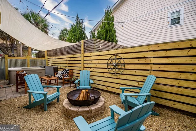 a view of outdoor space with seating