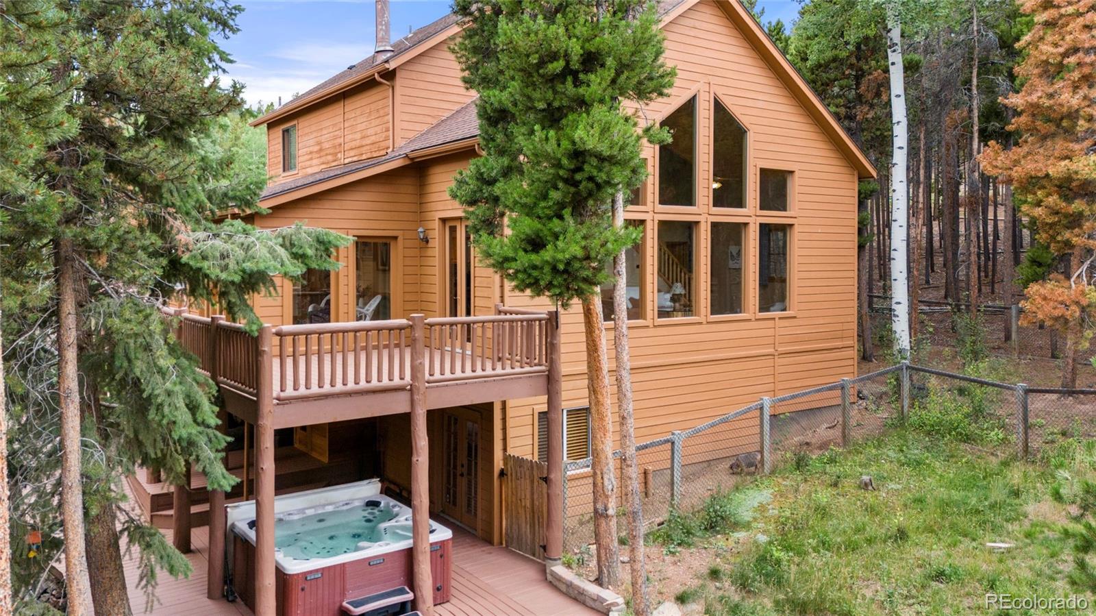 37 Juniper Court Evergreen, CO 80439 - Photo 2 of 44 a view of a house with a deck and furniture