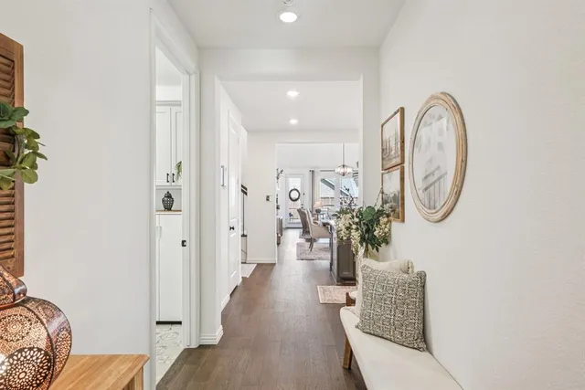 a view of entryway with wooden floor