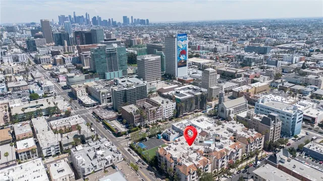 an aerial view of a house
