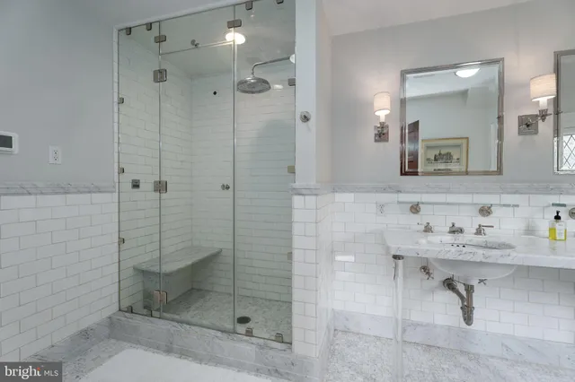 a view of a hallway with workspace