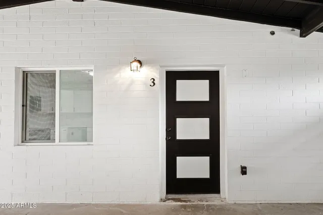 a front view of a house with a window