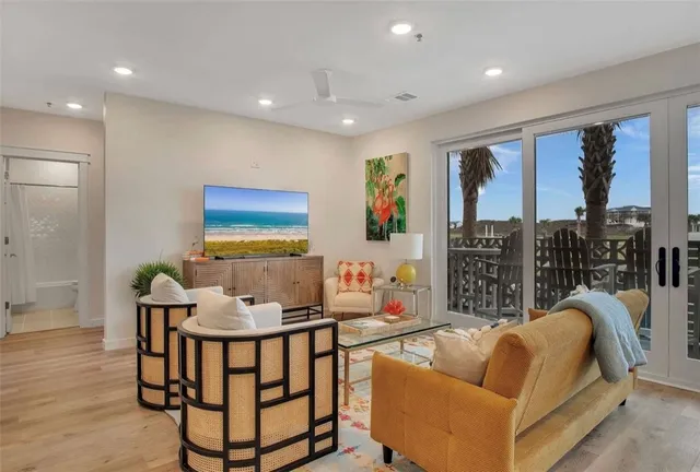 a workspace with furniture and window