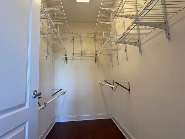 a view of small space with racks on the wall