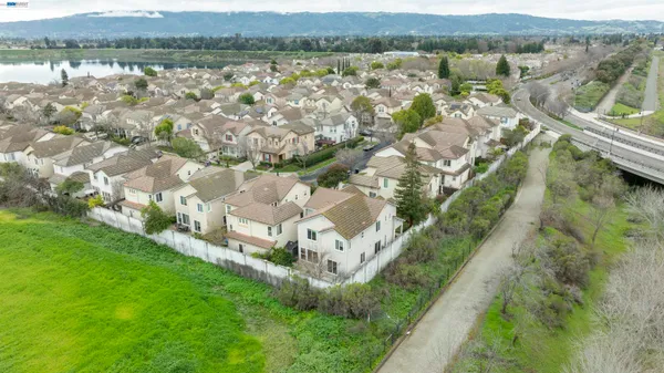 a view of a city with an ocean view