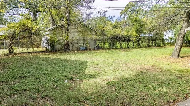 a view of a field with a tree
