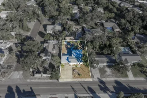 a view of backyard with green space