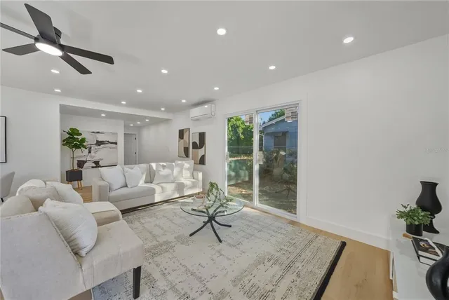 a living room with furniture