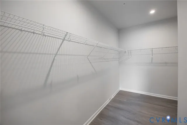 a view of a room with racks on the wall