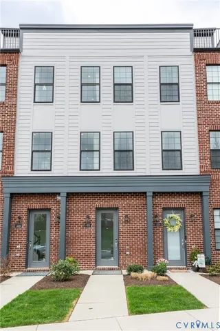 front view of a brick house
