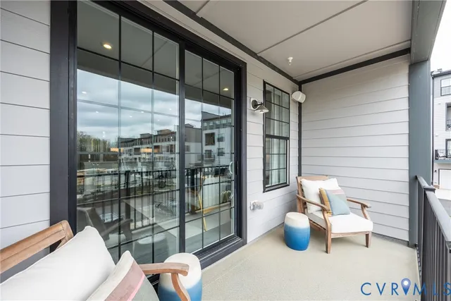 a building outdoor space with patio furniture