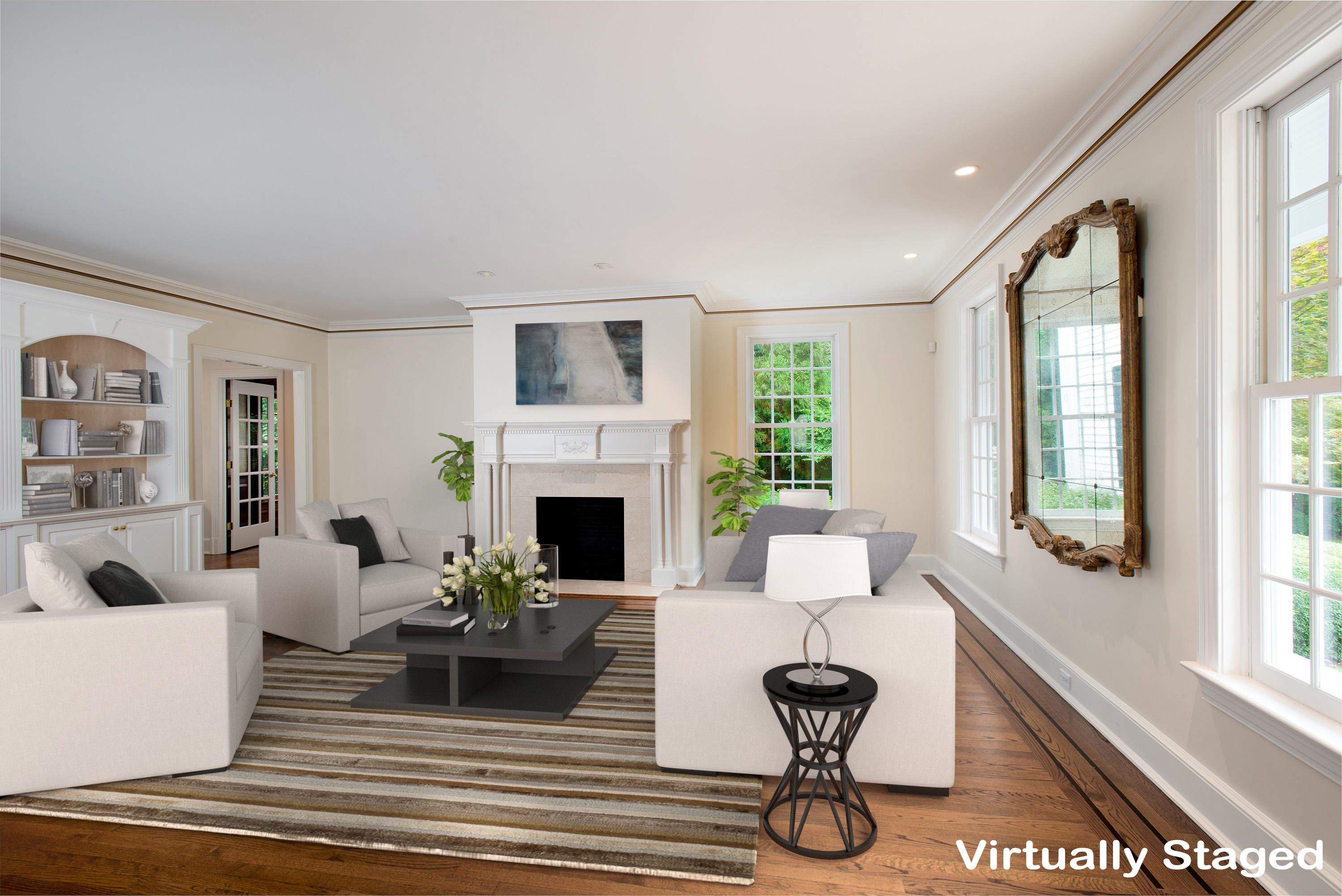 399 Wahackme Road New Canaan, CT 06840 - Photo 6 of 35 a living room with furniture and a fireplace
