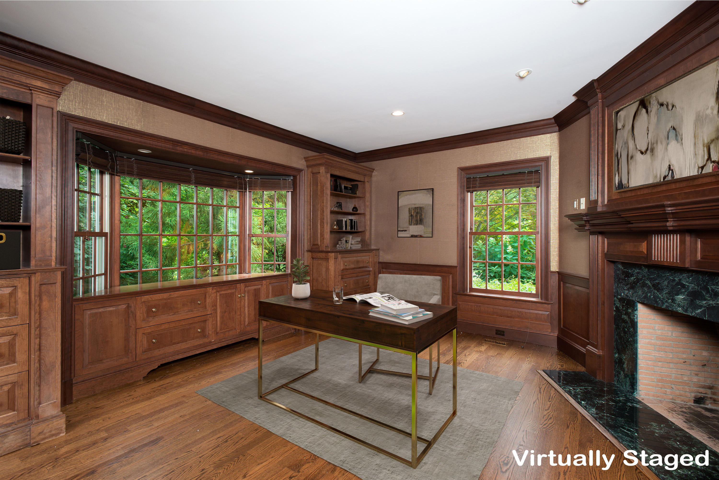 399 Wahackme Road New Canaan, CT 06840 - Photo 10 of 35 a living room with furniture a window and a fireplace