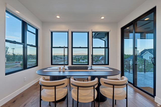 2145 North Main Street Centerville, UT 84014 - Photo 17 of 53 Dining space with light wood-style flooring and recessed lighting
