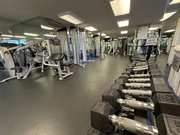 a view of a room with gym equipment
