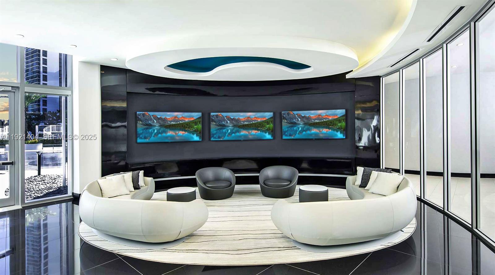 851 Northeast 1st Avenue, Unit 1508 Miami, FL 33132 - Photo 33 of 43 a living room with furniture a rug and a large window