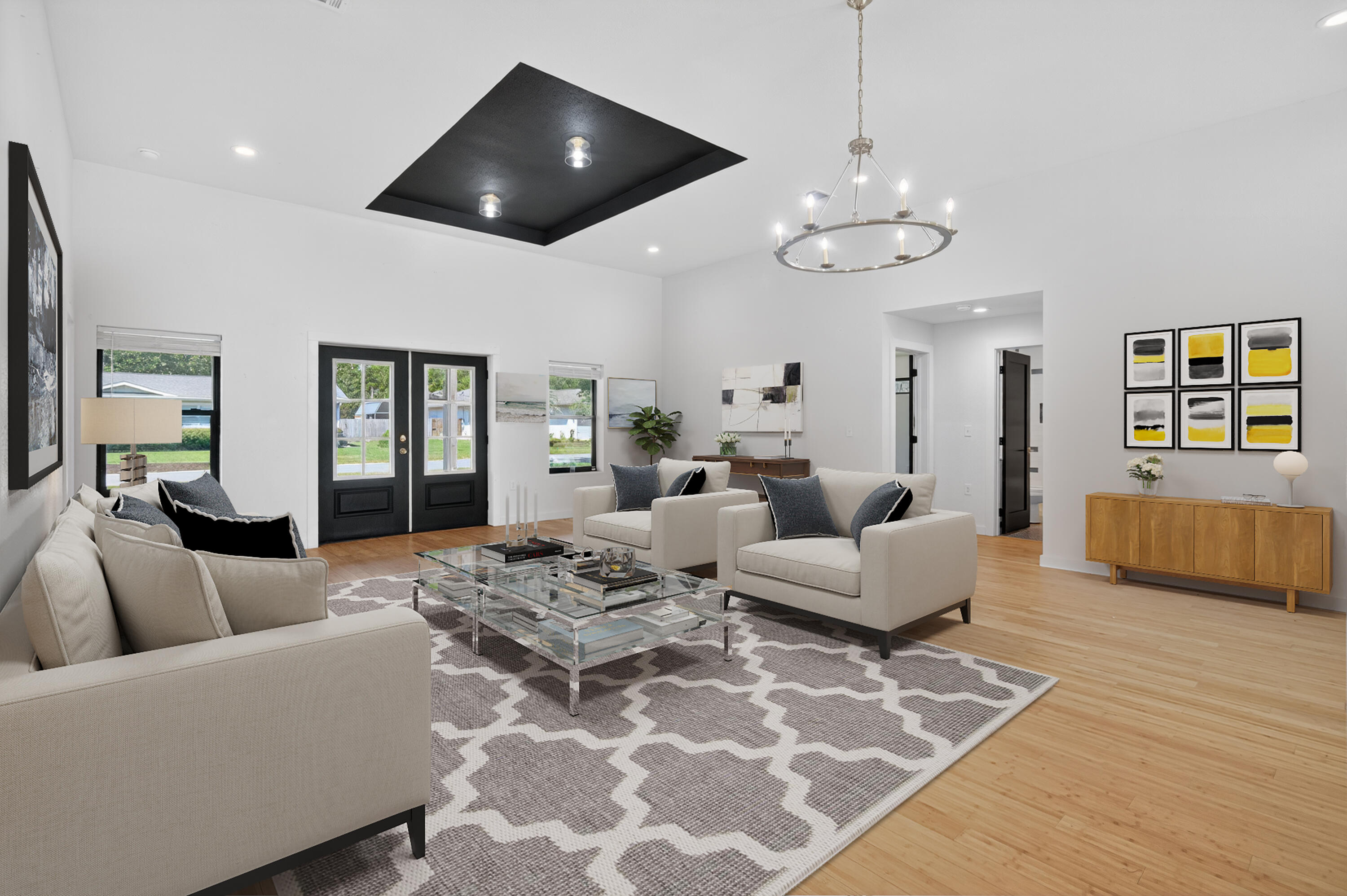 115 Ridgewood Avenue Mary Esther, FL 32569 - Photo 13 of 54 a living room with furniture kitchen and a chandelier