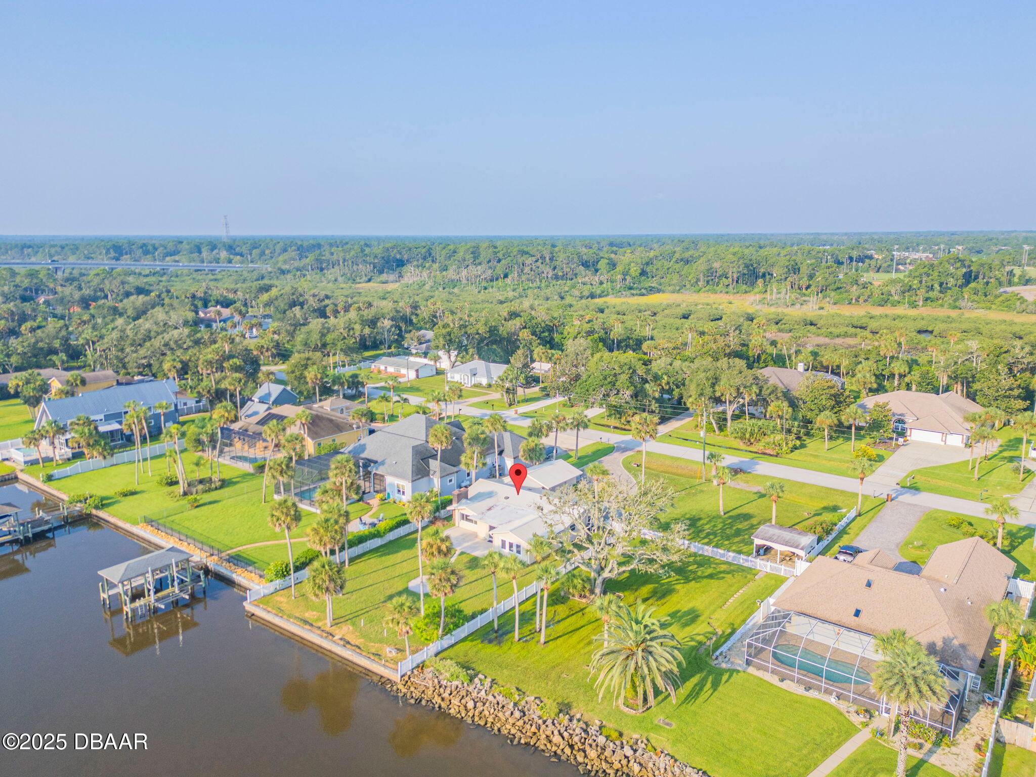 450 Lambert Avenue Flagler Beach, FL 32136 - Photo 35 of 47 an aerial view of residential houses with outdoor space and swimming pool
