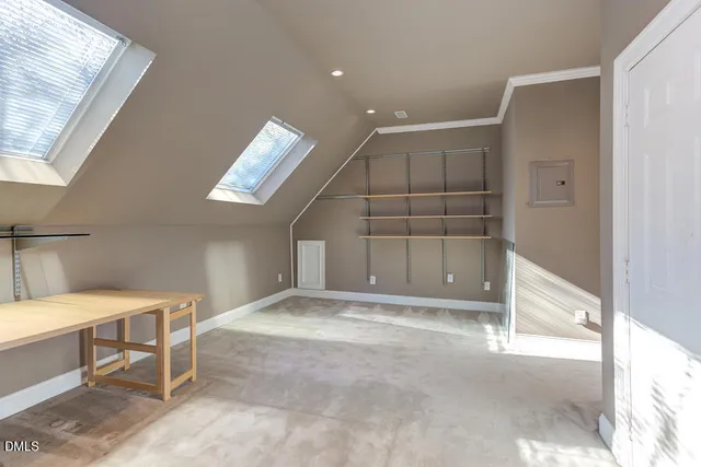 a room with a window and a table