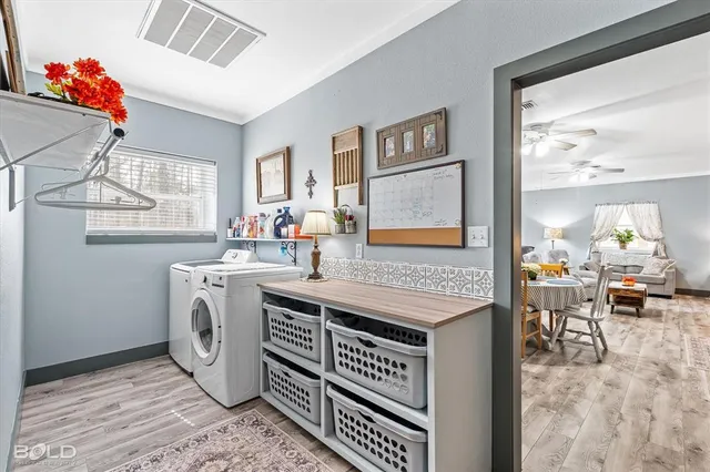 a room with a bed and a mirror