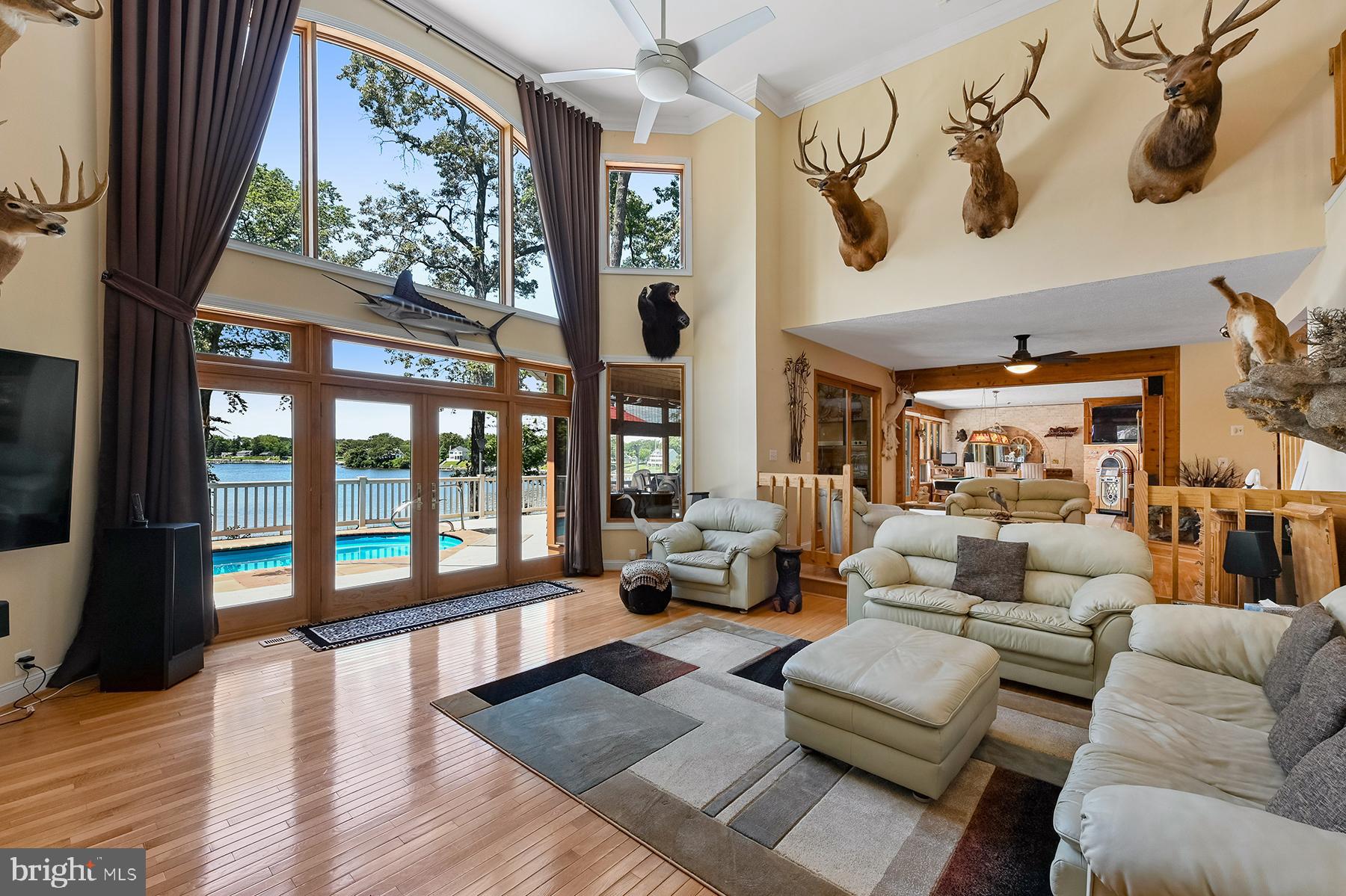 342 Hunner Road Pasadena, MD 21122 - Photo 17 of 67 Pool and river views from the 2-story living room