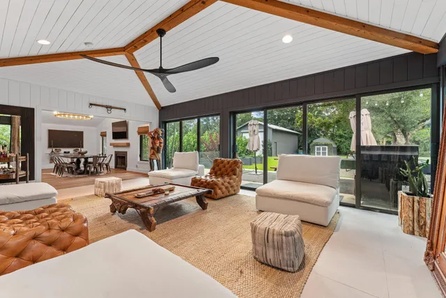 a room with gym equipment and a window