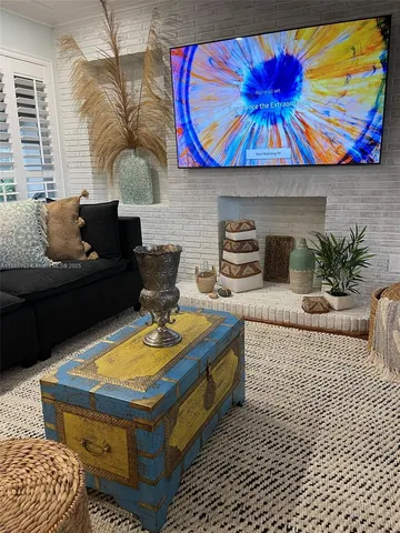 a living room with furniture