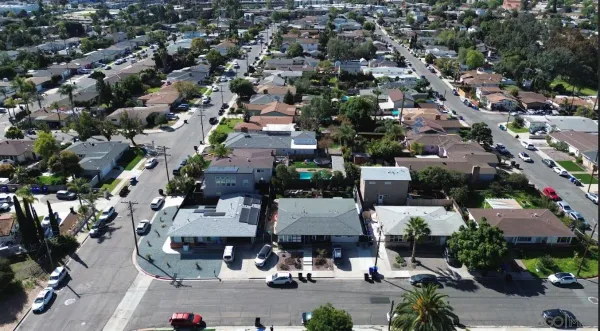 an aerial view of a city