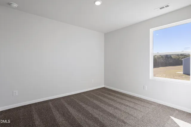 a view of a park with iron fence