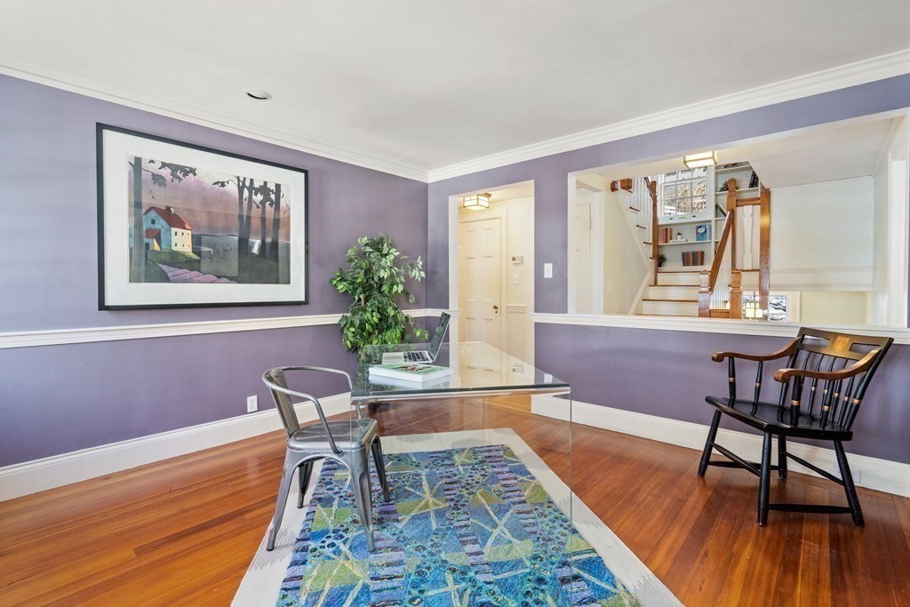 164 Carlton Road Newton, MA 02468 - Photo 14 of 27 a living room with furniture and a wooden floor