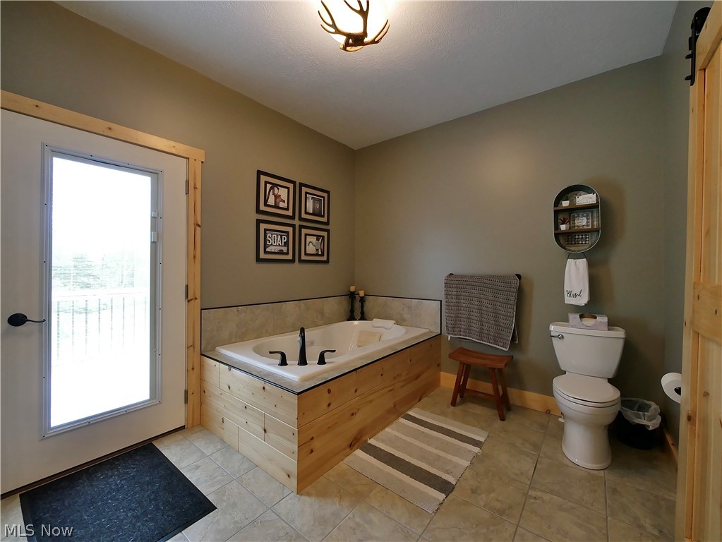 75450 Fair Road Freeport, OH 43973 - Photo 19 of 45 Bathroom featuring tile floors, a wealth of natural light, a washtub, and toilet