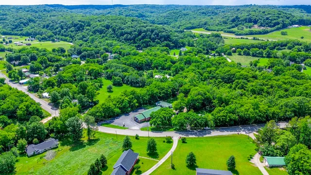 an aerial view of a house
