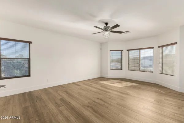 a view of an empty walk in closet