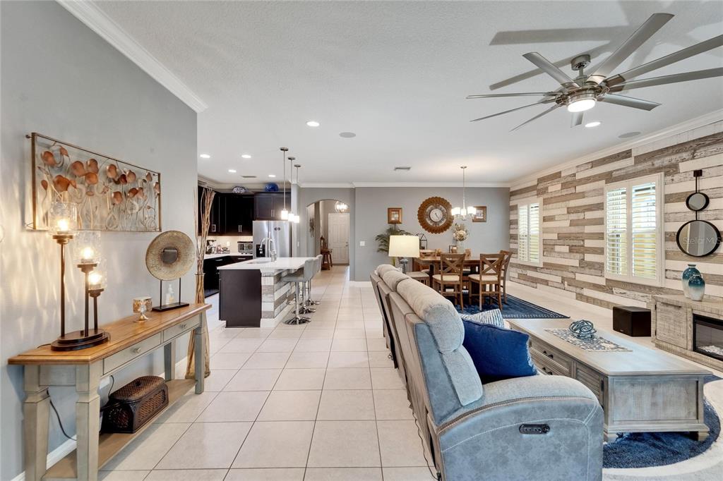 6127 Colmar Place Apollo Beach, FL 33572 - Photo 36 of 72 a living room with fireplace furniture and a flat screen tv