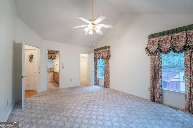 a view of a room with racks on the wall