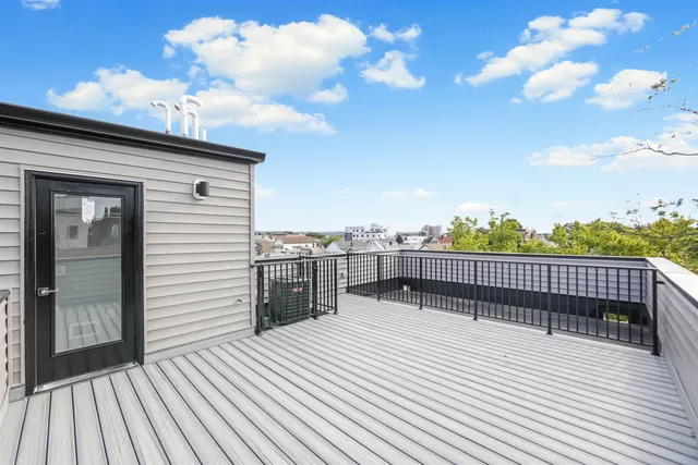a view of a terrace with sky view