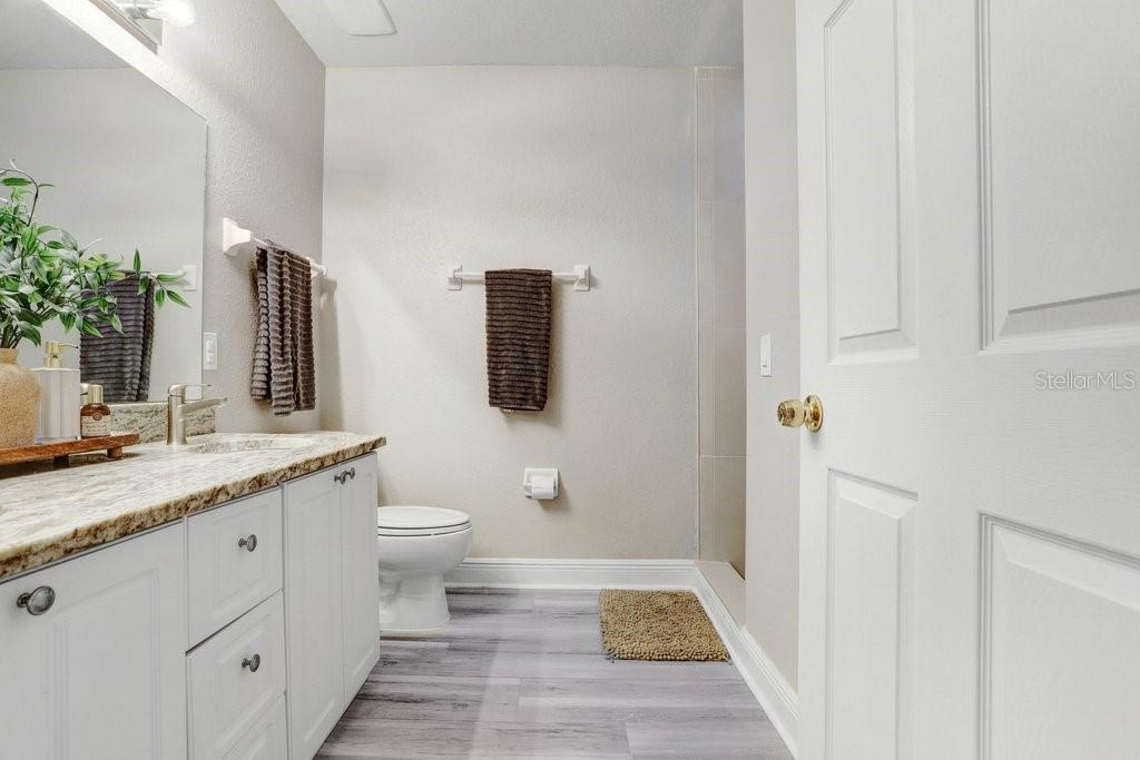 3122 West Grace Street Tampa, FL 33607 - Photo 19 of 31 a bathroom with a granite countertop sink and a mirror