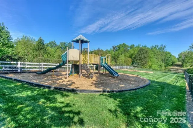 a view of a park with slide