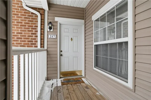 a view of a balcony with a door