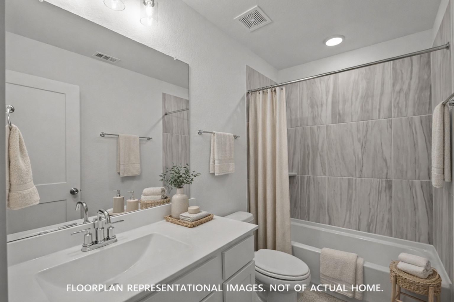 443 6th Street Magnolia, TX 77355 - Photo 13 of 19 a bathroom with a granite countertop sink a toilet a mirror and shower