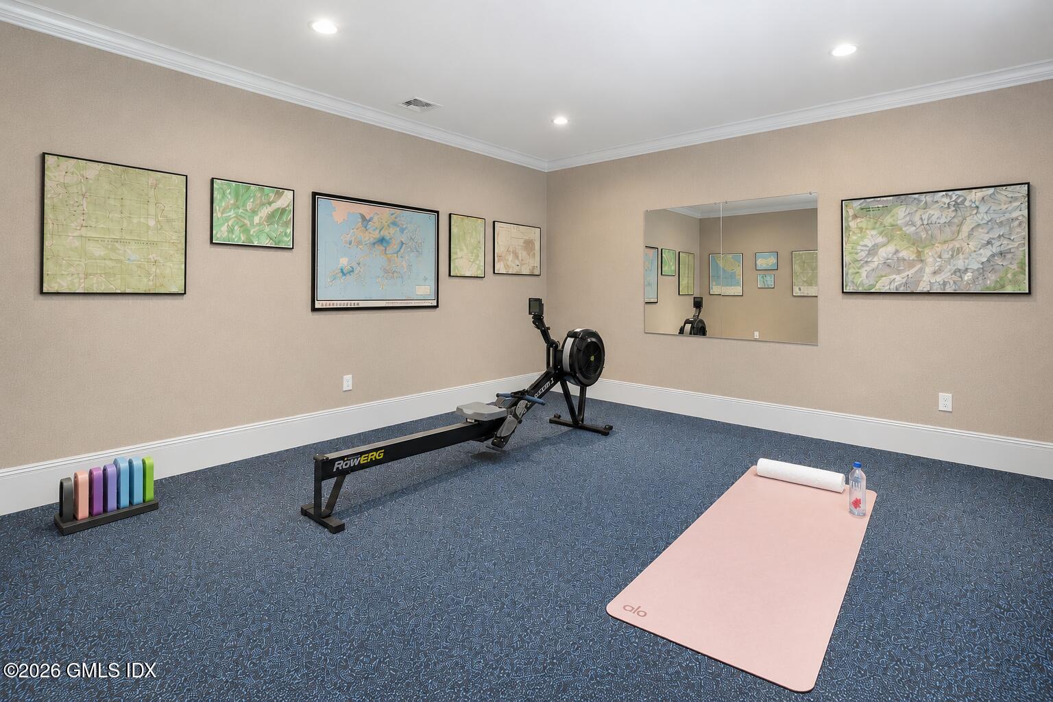 203 Shore Road Old Greenwich, CT 06870 - Photo 43 of 46 Gym w/Pocket Doors