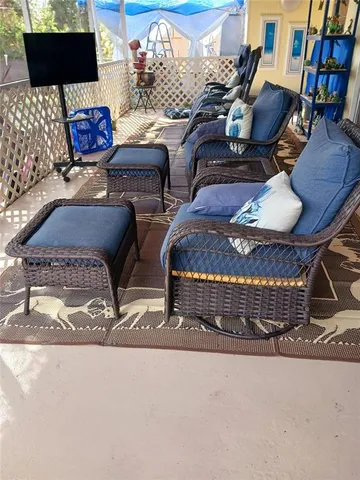 a living room with furniture